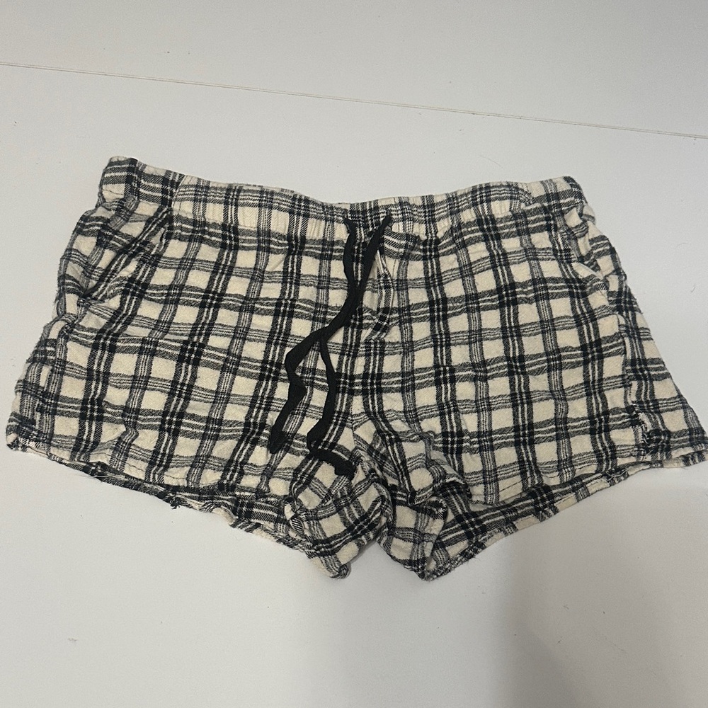 Altar'd State Plaid Shorts in Black and Cream